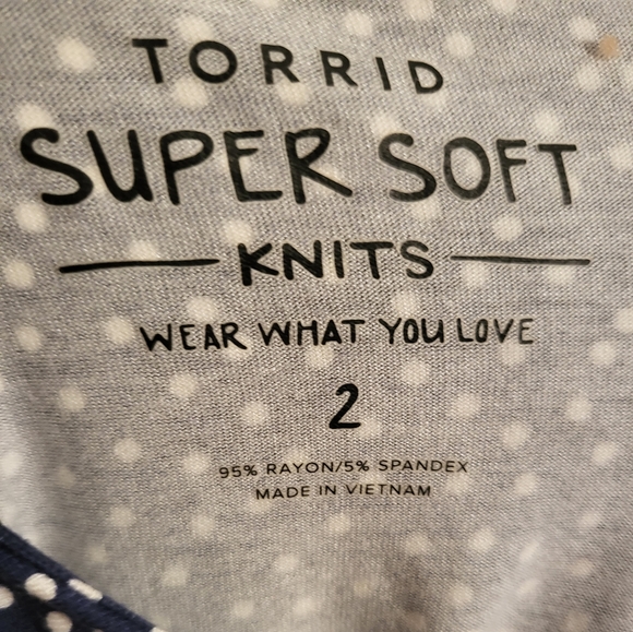 EUC Torrid navy polka dot faux button up baby doll short sleeve top - Picture 7 of 7